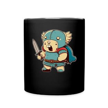 Verrückter Krieger mit Schwert - Tasse einfarbig - Schwarz - Vorne