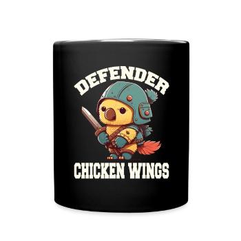 Chick in knight's armor chicken wings - Full Colour Mug - black - Front