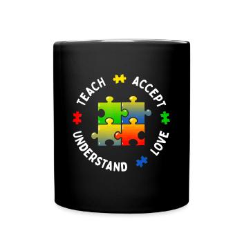 Autism Awareness Teacher Teach Accept Understand L - Full Colour Mug - black - Front