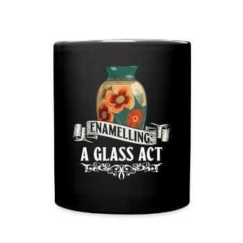 Emaillieren: Ein gläserner Akt - Emailliertes Glas - Tasse einfarbig - Schwarz - Vorne