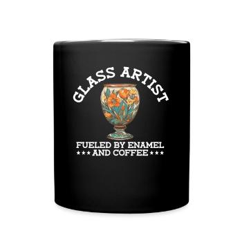 Glaskünstler, angetrieben von Emaille und Kaffee - - Tasse einfarbig - Schwarz - Vorne