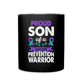 Fils du guerrier de la prévention du suicide - Mug uni - noir - Devant
