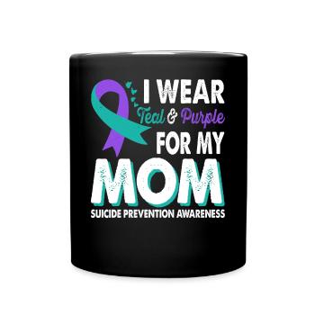 Wear teal and purple for awareness - Full Colour Mug - black - Front