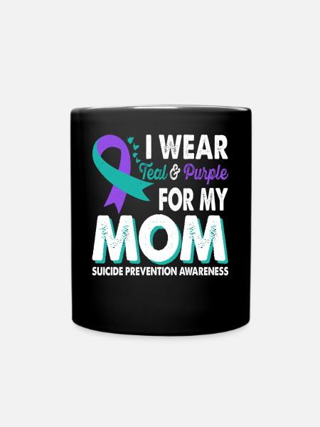 Wear teal and purple for awareness - Full Colour Mug - black