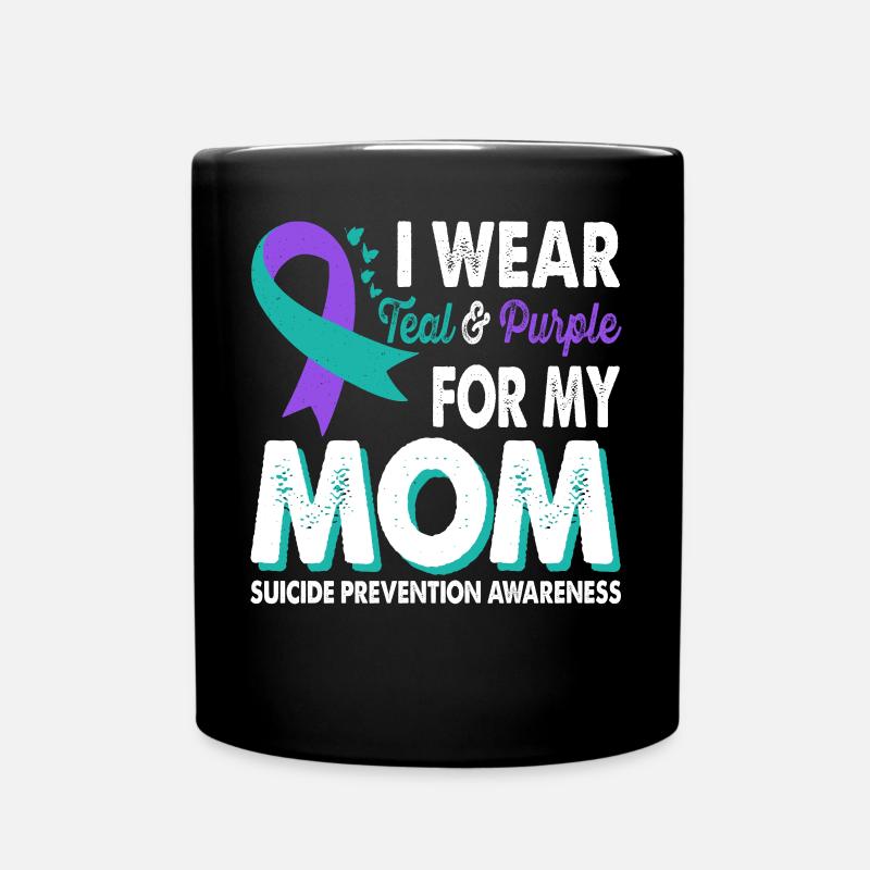 Wear teal and purple for awareness - Full Colour Mug - black