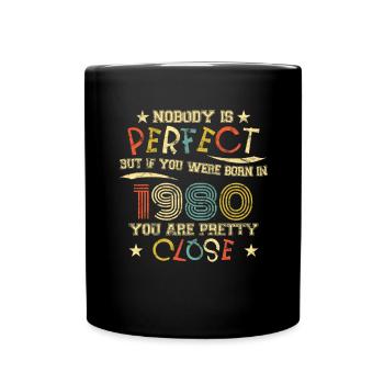 1980 Anniversaire Vintage Personne n’est parfait - Mug uni - noir - Devant