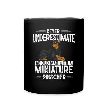 Zwergpinscher Rehpinscher Min Pin Hund - Tasse einfarbig - Schwarz - Vorne
