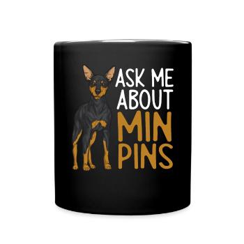 Miniature Pinscher Rehpinscher Min Pin Dog - Full Colour Mug - black - Front