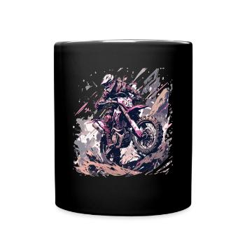Supermoto Motocross Motocross Motorcycle Biker - Full Colour Mug - black - Front
