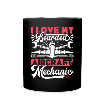 Love Airplane aviation - Full Colour Mug - black - Front