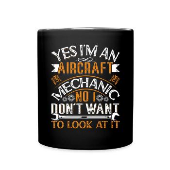 Love Airplane aviation - Full Colour Mug - black - Front