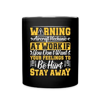Love Airplane aviation - Full Colour Mug - black - Front
