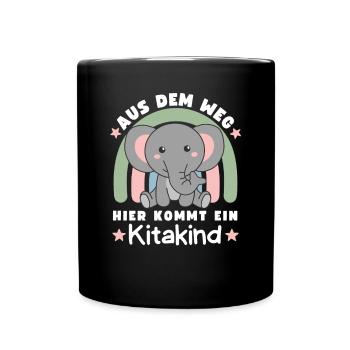 Aus Dem Weg Hier Kommt Ein Kitakind - Tasse einfarbig - Schwarz - Vorne