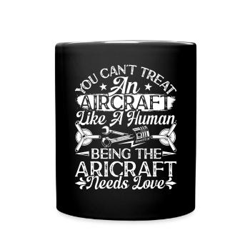 Love Avion aviation - Mug uni - noir - Devant