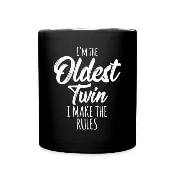 Twins Matching, Birthday Sibling Oldest Twinfunny - Mug uni - noir - Devant