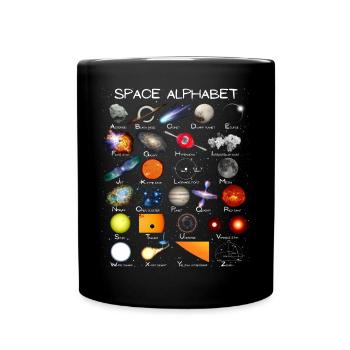 Weltraum Astronomie Alphabet ABC - Tasse einfarbig - Schwarz - Vorne