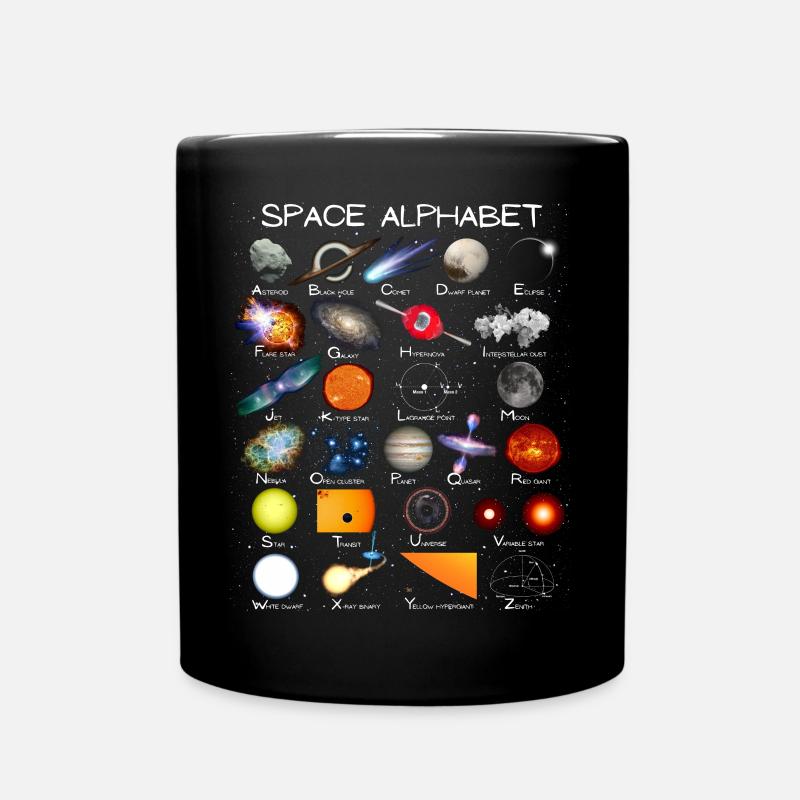 Space Astronomy Alphabet ABC - Full Colour Mug - black
