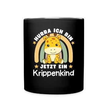 Hurra Ich Bin Jetzt Ein Krippenkind - Tasse einfarbig - Schwarz - Vorne