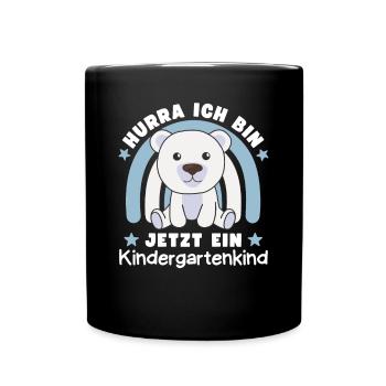 Hourra, je suis maintenant un enfant de maternelle Polar Bear - Mug uni - noir - Devant