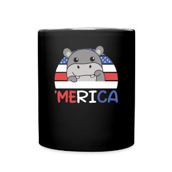 4 juillet American Hippo USA 'Merica - Mug uni - noir - Devant