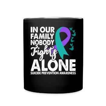 No One Fights Alone Suicide Prevention - Full Colour Mug - black - Front