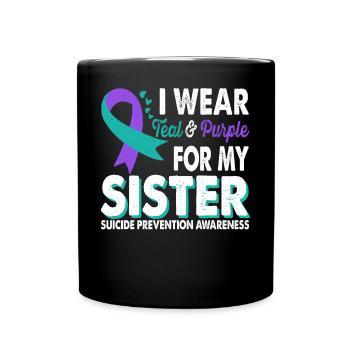Portez du sarcelle et du violet pour être conscient de la - Mug uni - noir - Devant