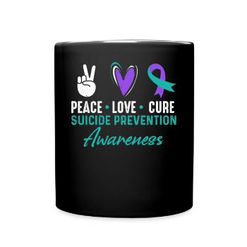Peace Love Cure Sensibilisation à la prévention du suicide - Mug uni - noir - Devant