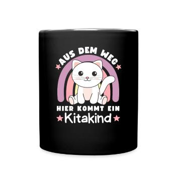 Aus Dem Weg Hier Kommt Ein Kitakind Katze - Tasse einfarbig - Schwarz - Vorne