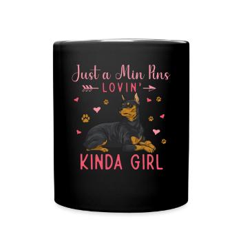 Miniature Pinscher Rehpinscher Min Pin Dog - Full Colour Mug - black - Front