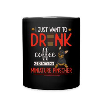 Miniature Pinscher Rehpinscher Min Pin Dog - Full Colour Mug - black - Front