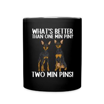 Miniature Pinscher Rehpinscher Min Pin Dog - Full Colour Mug - black - Front