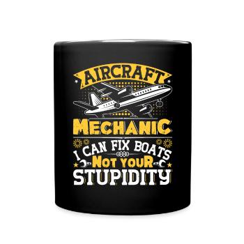 Love Airplane aviation - Full Colour Mug - black - Front