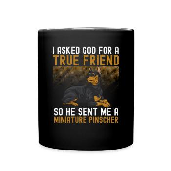 Zwergpinscher Rehpinscher Min Pin Hund - Tasse einfarbig - Schwarz - Vorne
