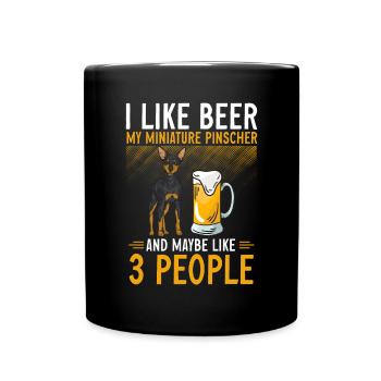 Miniature Pinscher Rehpinscher Min Pin Dog - Full Colour Mug - black - Front