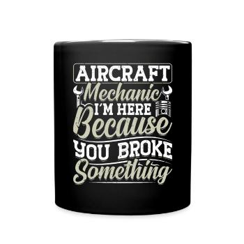 Love Airplane aviation - Full Colour Mug - black - Front