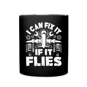 Love Airplane aviation - Full Colour Mug - black - Front