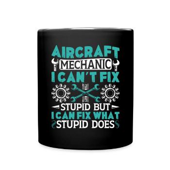 Love Airplane aviation - Full Colour Mug - black - Front