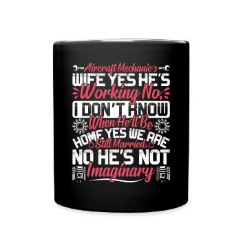 Love Airplane aviation - Full Colour Mug - black - Front