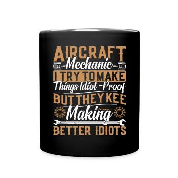 Love Airplane aviation - Full Colour Mug - black - Front