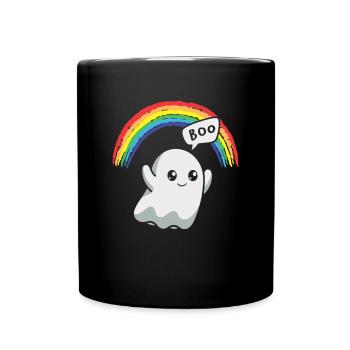 Boo Gespenst Regenbogen Halloween - Tasse einfarbig - Schwarz - Vorne