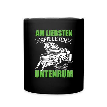 Männer Automechaniker Humor Lustig Auto - Tasse einfarbig - Schwarz - Vorne