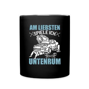Humor Männer Mechaniker Auto - Tasse einfarbig - Schwarz - Vorne