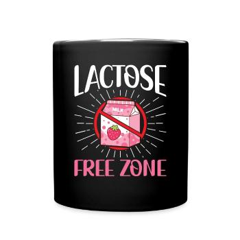 Lactose Free Zone - Intolerance Milk Cheese - Full Colour Mug - black - Front