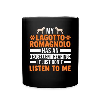 Lagotto Romagnolo Wasserhund - Tasse einfarbig - Schwarz - Vorne