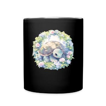 Schildkröte Echse Schildkröte Baby Schildkröten - Tasse einfarbig - Schwarz - Vorne