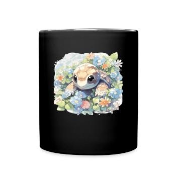 Schildkröte Echse Schildkröte Baby Schildkröten - Tasse einfarbig - Schwarz - Vorne
