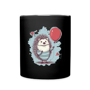 süsser Igel mit Luftballon - Tasse einfarbig - Schwarz - Vorne