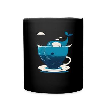 Whale in teacup - Full Colour Mug - black - Front