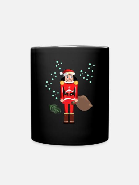 Santa Nutcracker Christmas - Full Colour Mug - black