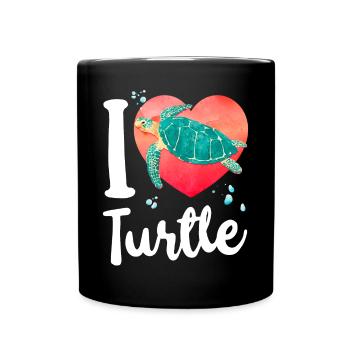 Sea Turtle Tortoise Heart I Love - Full Colour Mug - black - Front